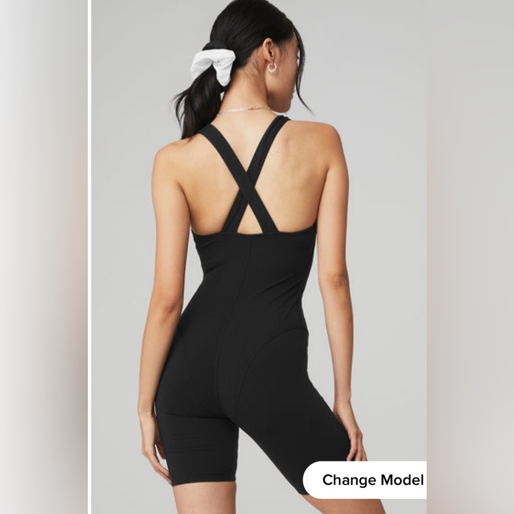 ALO Yoga Black Cross-Strap Romper Jumpsuit